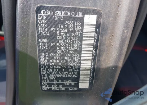 2014 Nissan Juke Sv из США, поврежденный, VIN JN8AF5MR5ET355457